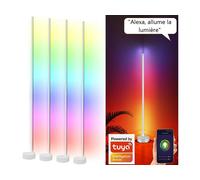 Luminea 4 lampes à pied LED connectées 750 lm avec commandes vocales - coloris blanc