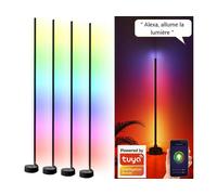 Luminea 4 lampes à pied LED connectées 750 lm avec commandes vocales - coloris noir