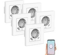 Luminea : 5 prises encastrables connectées avec 2 ports de chargement USB SF-665.UP