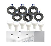 Luminea 6 cadres encastrables coloris noir avec 6 spots LED