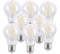 Luminea : 8 ampoules LED à filament E27 - 7,2 W - 806 lm - Blanc chaud