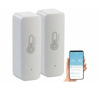 Luminea Home Control 2 capteurs de température et d'humidité de l'air connecté avec commandes vocales