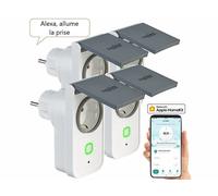 Luminea Home Control 4 prises d'extérieur connectées SF-560.avs avec wattmètre et commandes vocales