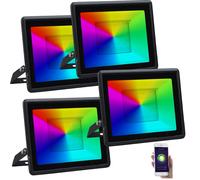 Luminea Home Control : 4 projecteurs LED connectés - 50 W - 4000 lm - RVB CCT Noir G