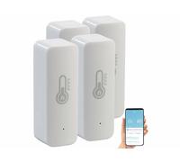 Luminea Home Control Capteur de température et d'humidité de l'air connecté avec commandes vocales - x4