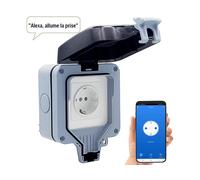 Luminea Home Control Prise d'extérieur connectée en saillie SF-520.avs avec commandes vocales