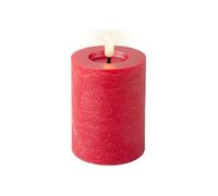 Lumineo Bougie en cire rouge à piles de 11,4 cm, flamme blanche chaude réaliste, minuterie de 6 heures, 2 piles AAA (non incluses)