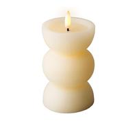 Lumineo Bougie LED avec fonction minuterie - 7 x 14 cm - Sculpture en cire véritable - Fonctionne avec piles - Bougie décorative - Bougie design - Crème blanc chaud