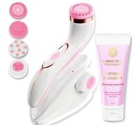 Lumineo brosse nettoyante pour le visage avec gel nettoyant, brosse électrique USB pour le visage pour un nettoyage en douceur et en profondeur (PRO rose (peau impure))