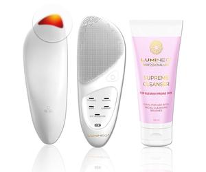 Lumineo brosse nettoyante pour le visage avec gel nettoyant, brosse électrique USB pour le visage pour un nettoyage en douceur et en profondeur (Sonic (peau impure))