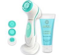 LUMINEO Classic Brosse Nettoyante Visage Électrique USB + Gel Nettoyant TOUS TYPES DE PEAU - Nettoyage Profond Anti-Points Noirs & Imperfections - 3 Têtes, Massage et Exfoliation
