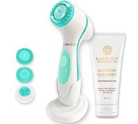 LUMINEO Classic Brosse Nettoyante Visage Électrique USB + Gel PEAUX SENSIBLES - Nettoyage Doux & Apaisant Anti-Rougeurs - 3 Têtes Interchangeables, Massage et Exfoliation Douce