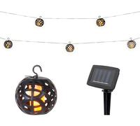Lumineo Guirlande lumineuse solaire à LED - 1,75 m - Avec effet flamme - Pour jardin, balcon, fête - Éclairage extérieur - Blanc chaud