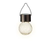 Lumineo Lampe solaire de jardin 6 x 9 cm - Lampe solaire LED en verre crash pour jardin, balcon - Lampe suspendue en forme de boule - Lampe solaire d'extérieur à suspendre comme décoration de jardin,