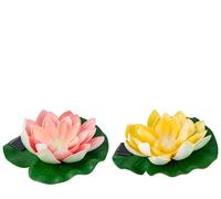 Lumineo Lampe solaire de jardin nénuphar en plastique 17 x 6 cm 1 pièce assortie - Lampe solaire LED flottante pour piscine, étang de jardin, fontaine, parterre - Lumière solaire flottante Décoration