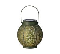 LUMINEO-Lanterne solaire ronde à poser ou suspendre verte et or - diamètre 14 x H 16 cm