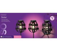 Lumineo Lanternes Solaires Noir Ø 14 cm Set de 3 - Métal