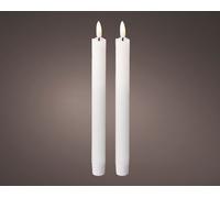 Lumineo LED Bougie pointue 2 pièces, 24,5x2,2 cm Blanc, à piles