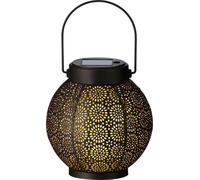 Lumineo LED Lanterne solaire en métal Ø14-H16cm noir avec 6 heures d'éclairage et interrupteur