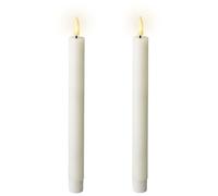 Lumineo Lot de 2 bougies LED avec fonction minuterie - 24 cm - En cire véritable - Fonctionne avec piles - Effet flamme vacillante - Bougies en cire rustique - Blanc chaud