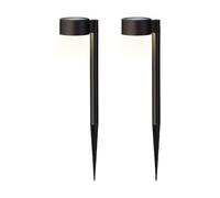 Lumineo Lot de 2 lampes solaires LED d'extérieur en plastique - 30 cm - Lampe solaire de jardin à brancher - Lampe de jardin - Lampe solaire - Éclairage de jardin pour extérieur et jardin - Blanc