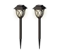 Lumineo Lot de 2 lampes solaires LED d'extérieur en plastique - 33 cm - Lampe solaire de jardin à brancher - Lampe de jardin - Lampe de chemin - Lampes solaires et éclairage de jardin pour extérieur