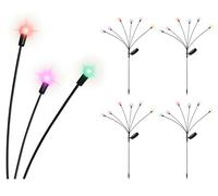 Lumineo Lot de 4 lampes solaires d'extérieur - 70 cm - 6 LED - En plastique - Pour jardin - Lampe d'extérieur - Lampe solaire de jardin - Lampe de chemin - Décoration de jardin à planter - Multicolore