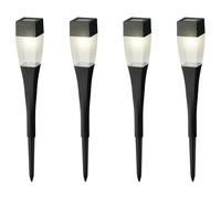 Lumineo Lot de 4 lampes solaires d'extérieur à LED - 27,5 cm - En plastique - Pour jardin - Noir et blanc chaud