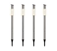 Lumineo Lot de 4 lampes solaires d'extérieur à LED - 57 cm - En acier inoxydable - Pour jardin - Blanc chaud