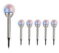 Lumineo Lot de 6 lampes solaires d'extérieur à LED en acier inoxydable et verre avec changement de couleur - 30 cm - Lampe de jardin à brancher - Lampe de jardin solaire - Lampes solaires et éclairage