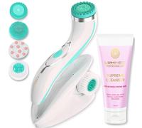 Lumineo PRO brosse visage nettoyante en profondeur avec 4 embouts, USB-C, IPX6 waterproof, avec gel nettoyant pour les peaux à problèmes (turquoise)