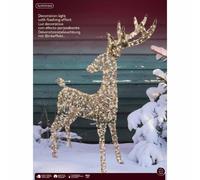 Lumineo Renne LED 960 LED, 65 x 130 cm, doré, blanc chaud, effet flash, effet scintillement, minuterie de 8 h, intérieur/extérieur, câble d'alimentation de 5 m
