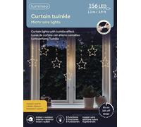Lumineo Twinkle Rideau lumineux classique et chaud avec 156 LED, 1,2 m, pour intérieur et extérieur, minuterie, protection IP44, 8 fonctions d'éclairage différentes