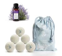 LUMINER Lot de 6 boules de séchage dans laine pour sèche-linge, sans plis, attrape-cheveux avec huile essentielle de lavande, boules de séchage en laine avec parfum de lessive