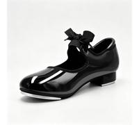 LuminescentDream Chaussures Danse Talons Bas Taille 28-42 Chaussures Claquettes Danse à Enfiler avec Semelle Fendue Son Clair et Net Performance Antichoc en Cuir Idéales pour Les débutantes