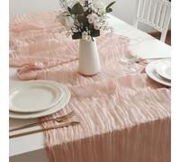 LuminescentDream Chemin de Table en Tulle pour Mariage,Mode Chemin de Table bohème,Plis Simples,Grand Teint,Léger,Elegant Beige Crème,pour Cuisine Café Vacances Arche,Fêtes à Thème et Anniversaires