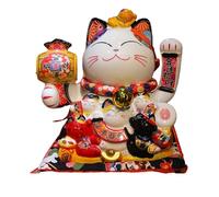 LuminescentDream Fortune Chat,Chanceux Chat Figurine en Céramique,Décorations de Statue de Chat,Porte-Bonheur pour Richesse/succès,Feng Shui Lucky Cat,Décoration de Voiture D'affichage à La Maison