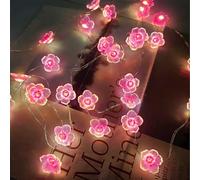 Lumineuse LED en Fleurs de Cerisier, Guirlande Lumineuse Fleur de Cerisier Rose, Lichterkette Frühling, 2 m Avec 20 LED Guirlande Lumineuse, Mädchen Zimmer Deko, le Jardin, les Arbres, la Terrasse