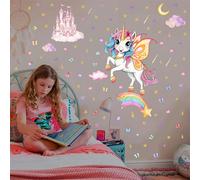 Lumineuse Mural Licorne, Étoile Wall Stickers, Fluorescente Arc en Ciel, Phosphorescentes Stickers Muraux pour Chambre d'Enfant - Décoration Plafond des Garçon/Fille