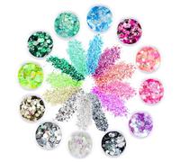 Lumineuse Paillettes 12 Couleurs Fluorescent Paillette pour Visage, Corps, Cheveux, Maquillage Paillettes Set pour Festival Fête DIY Résine époxy