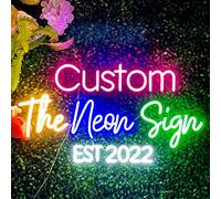 Lumineuses Enseignes au Néon Led Personnalisé, Enseignes Néon Pour Mur Décor Chambre À Coucher Mariage Fête D'anniversaire De La Bar Boutique Signe De Lumiére De Nuit (2 ligne / 66cm longueur)