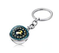 Lumineux 12 Constellation Porte-clés Accessoires Cristal Boule De Verre Pendentif Porte-clés pour Clés Porte-clés En Métal Cadeau D'anniversaire Capricorne-Lumineux