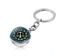 Lumineux 12 Constellation Porte-clés Accessoires Cristal Boule De Verre Pendentif Porte-clés pour Clés Porte-clés En Métal Cadeau D'anniversaire Balance-Lumineux