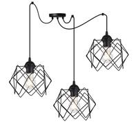 Lumineux Suspension Stella Araignée Lustre - Plafonnier Moderne pour Chambre Salon et Cuisine Style Loft Moderne - Métal - E27 avec 3 Lumières - Abat-jour Noir