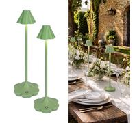 LuminexDesigns Ensemble de 2 lampes de table de chevet rechargeables sans fil,design fleur IP54,3 couleurs réglables,dimmable pour ambiance cosy,parfait pour salon,chambre,déco moderne verte AVEL TL18
