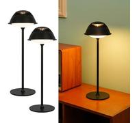 LuminexDesigns Lampe de Table LED Lot de 2 Sans Fil Rechargeable - Noir Lampe de Chevet Tactile Dimmable, Design Industriel Vintage en Métal Mat, pour Chambre, Salon, Bureau, Café et Bar