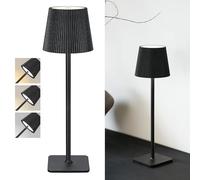LuminexDesigns Lot de 2 Lampes de Table LED Sans Fil, Batterie 5200mAh, Tactile, Dimmable, 3 Couleurs, IP44 Étanche, Noire, Noir