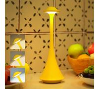 LuminexDesigns Lampe de Table LED Sans Fil Jaune - Rechargeable Lampe de Chevet Tactile Dimmable, Design Moderne Élégant et Minimaliste en Métal, pour Chambre, Salon, Jardin, Dîner, Extérieur, Cadeaux