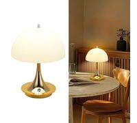 LuminexDesigns Lampe de table LED sans fil - Lampe de chevet tactile à intensité variable - Batterie rechargeable par USB - Moderne - Champignon doré - Design portable - Veilleuse - Fonction mémoire