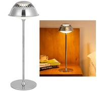 LuminexDesigns Lampe de Table LED Sans Fil - Lampe de Chevet Tactile Dimmable Rechargeable au Design Moderne, Élégante en Métal Argenté, Finition Chromée pour Chambre, Salon, Bureau Bar en Extérieur